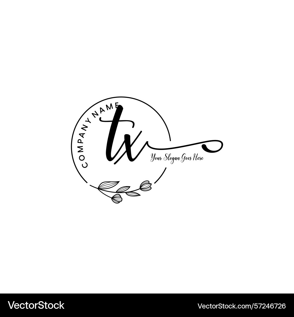 Elegant tx initial logo design with botanical Elegant tx initial logo design with botanical Vector Image