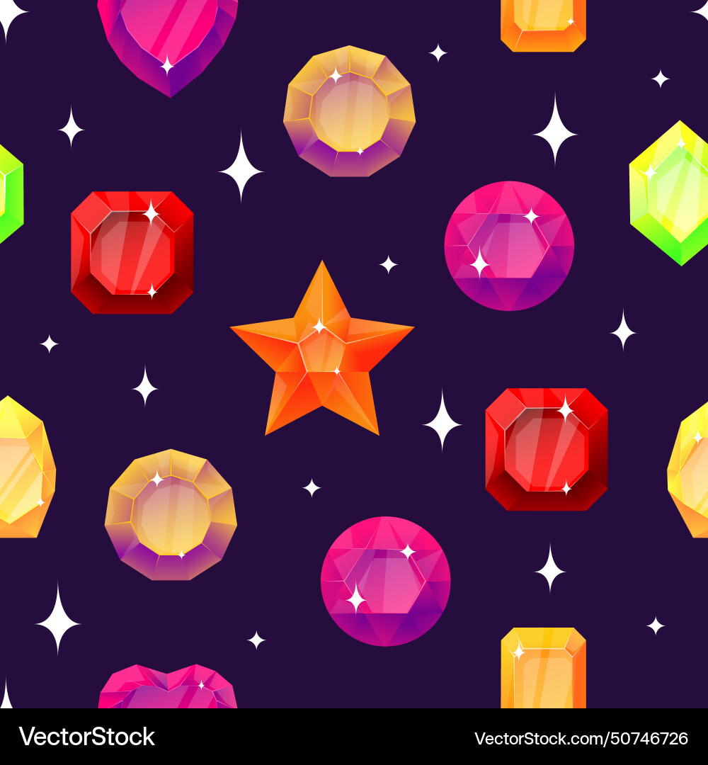 Gems seamless pattern colorful sparkling precious Gems seamless pattern colorful sparkling precious vector image