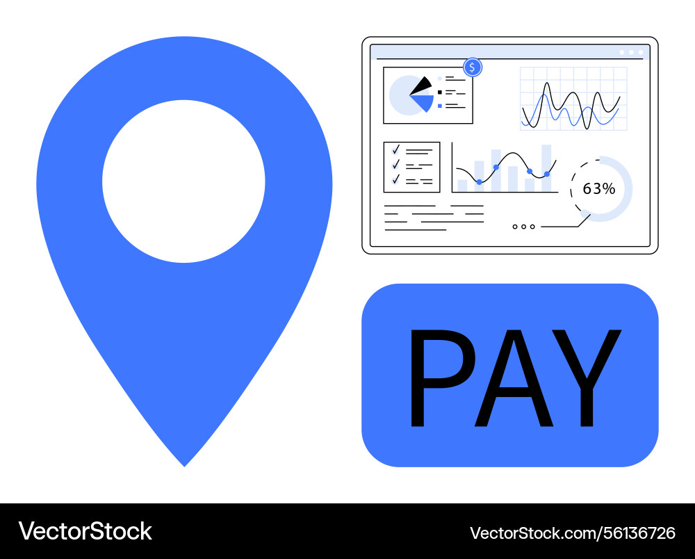 Geolocation marker and analytics dashboard Geolocation marker and analytics dashboard vector image