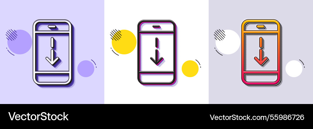 Scroll down phone line icon scrolling screen sign Scroll down phone line icon scrolling screen sign vector image