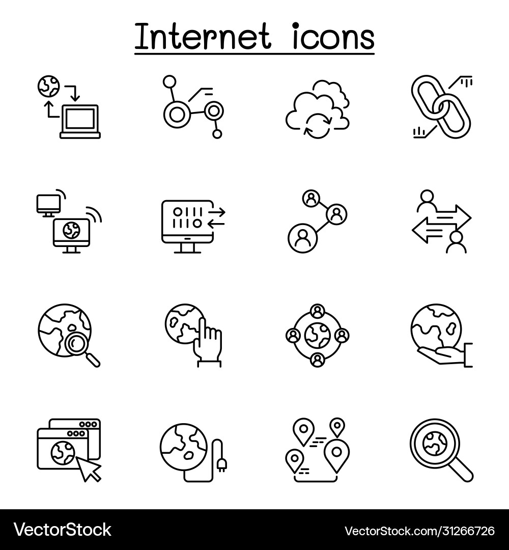 Thin Line Internet Connection Icons vector image