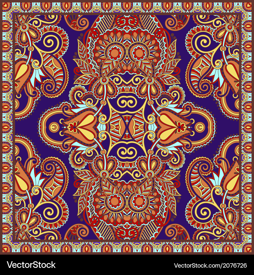 Traditionelle Zierblumenpaisley Bandanna vektorbild
