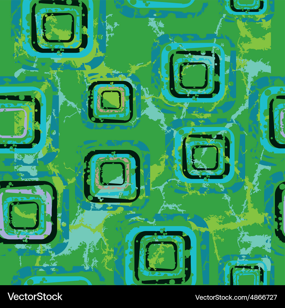 Abstract pattern with squares on a green Vector Image