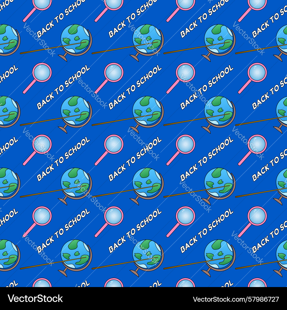 Back to school pattern with globe and magnifying Back to school pattern with globe and magnifying Vector Image