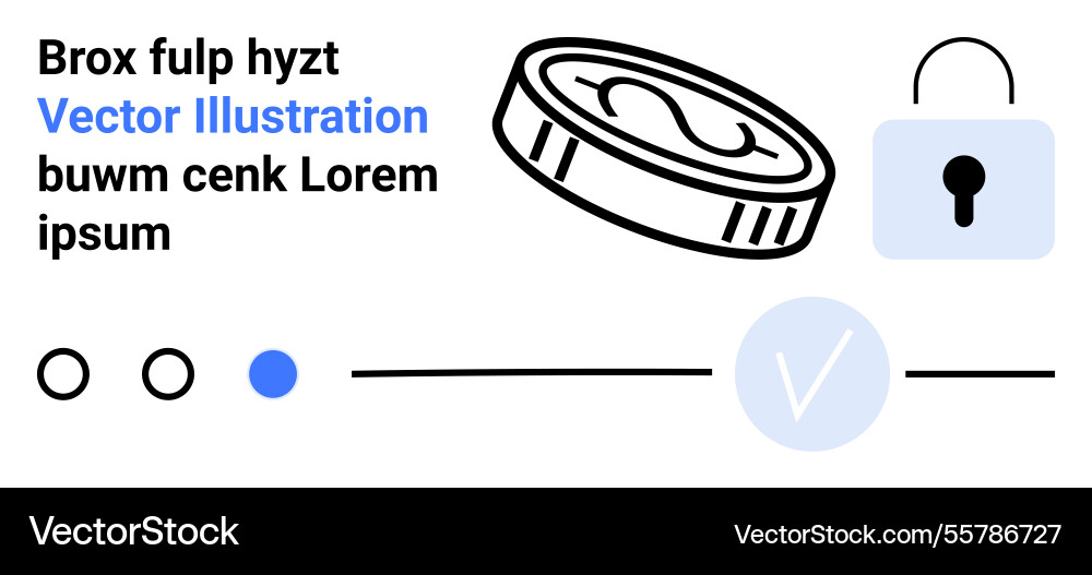 Coin padlock and checkmark symbols with text Coin padlock and checkmark symbols with text vector image