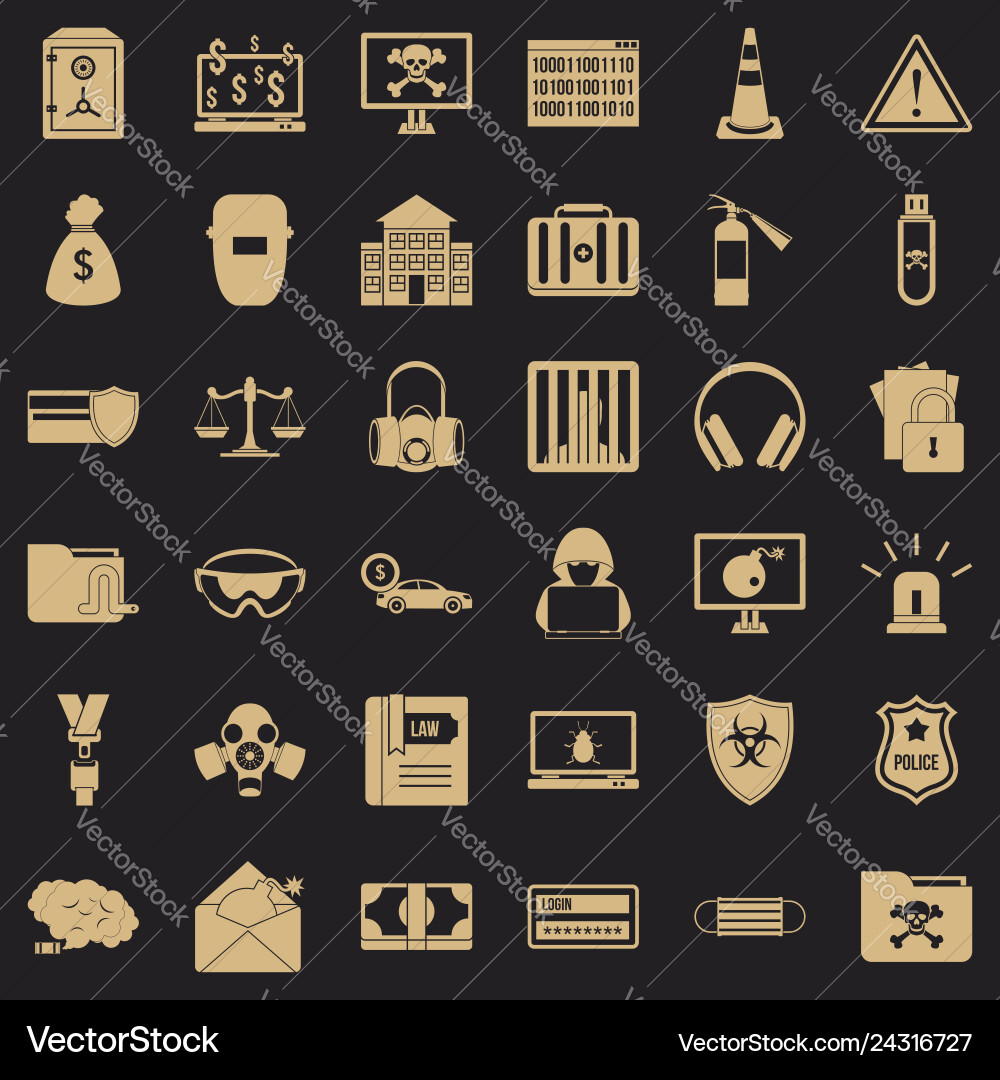 Computer crime icons set simple style Computer crime icons set simple style vector image