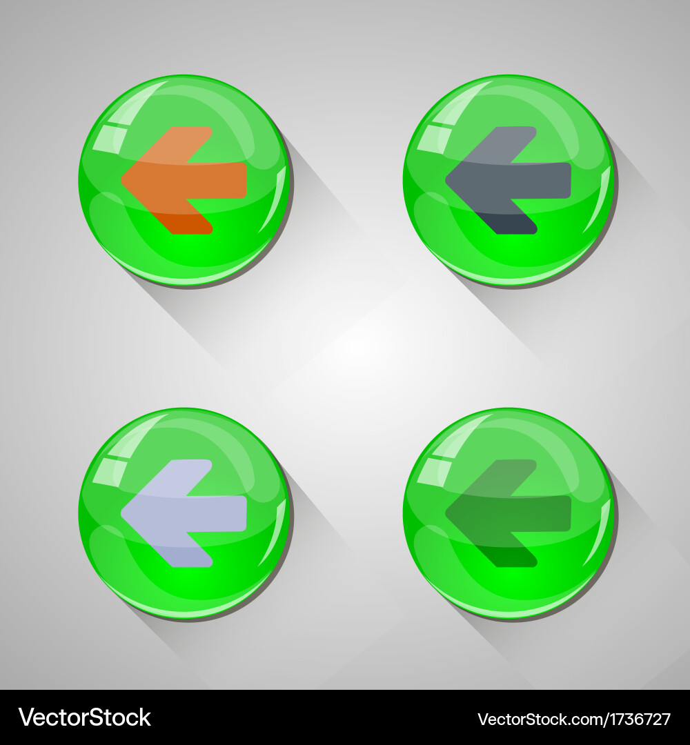 Detailed glossy arrow buttons with long shadow vector image