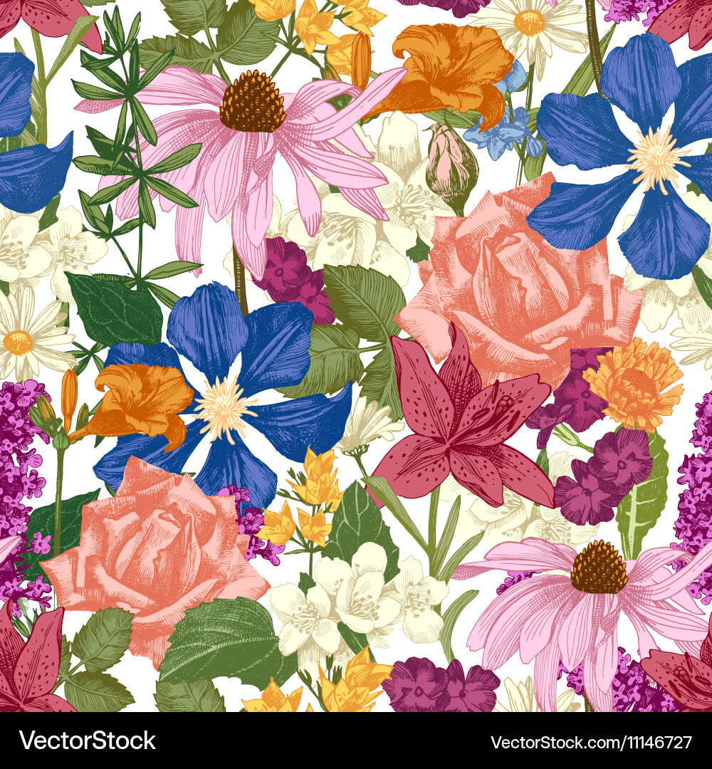 Hand Drawn Floral Pattern vector image