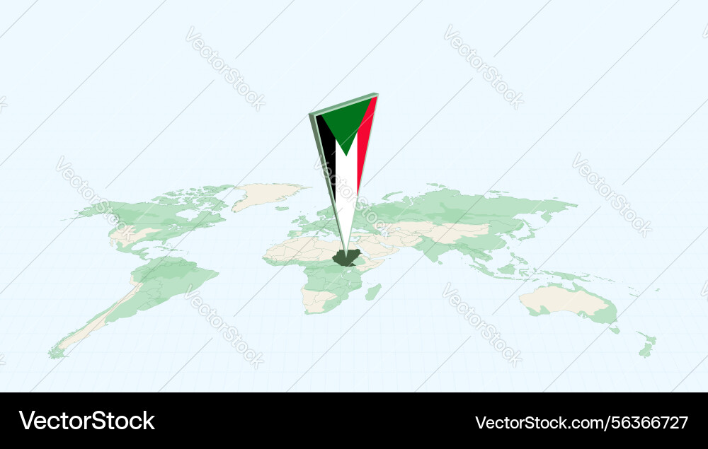 Highlighted sudan on global map with 3d flag vector image