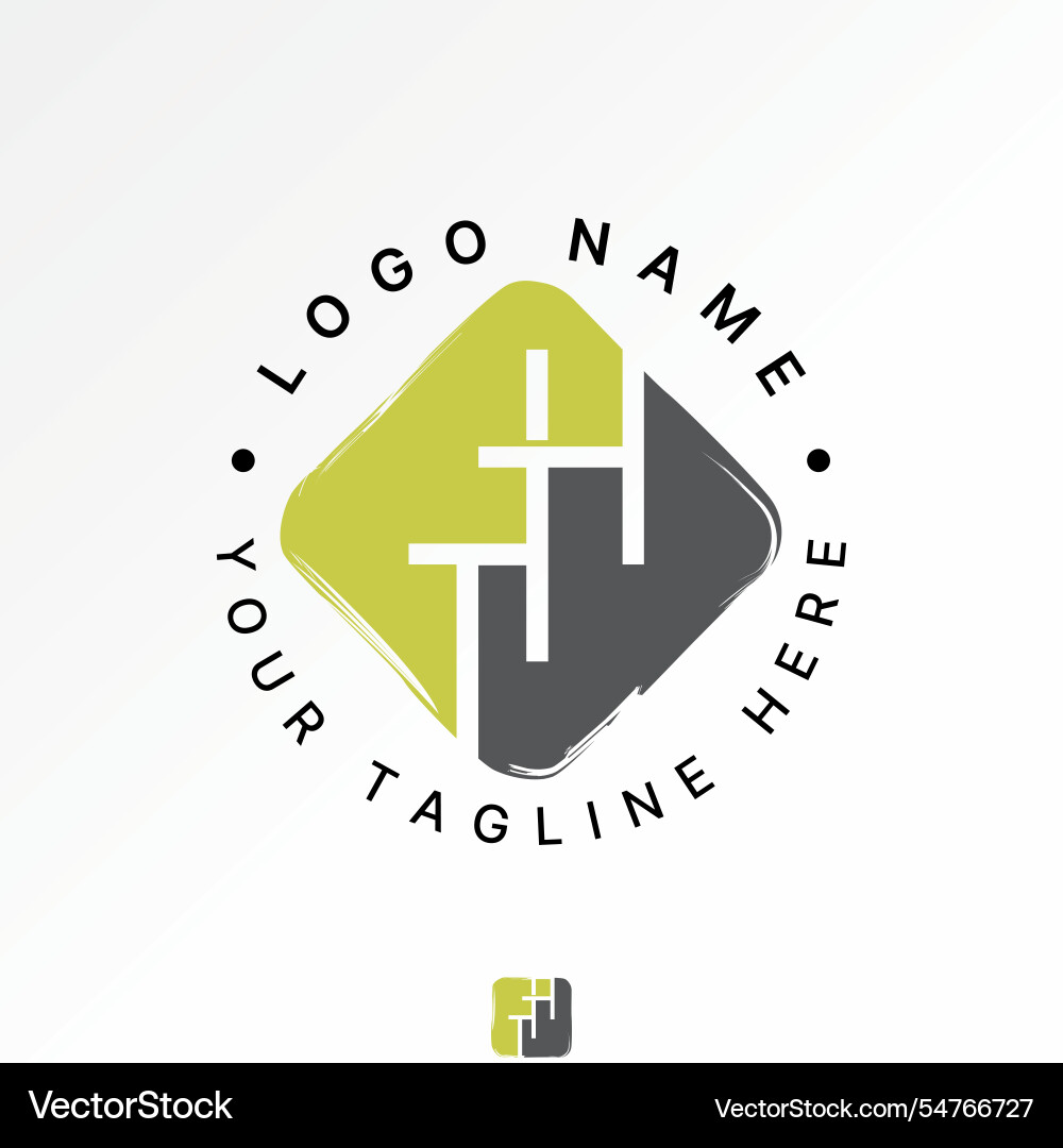 Initial tth line font square top down scratch art Initial tth line font square top down scratch art vector image