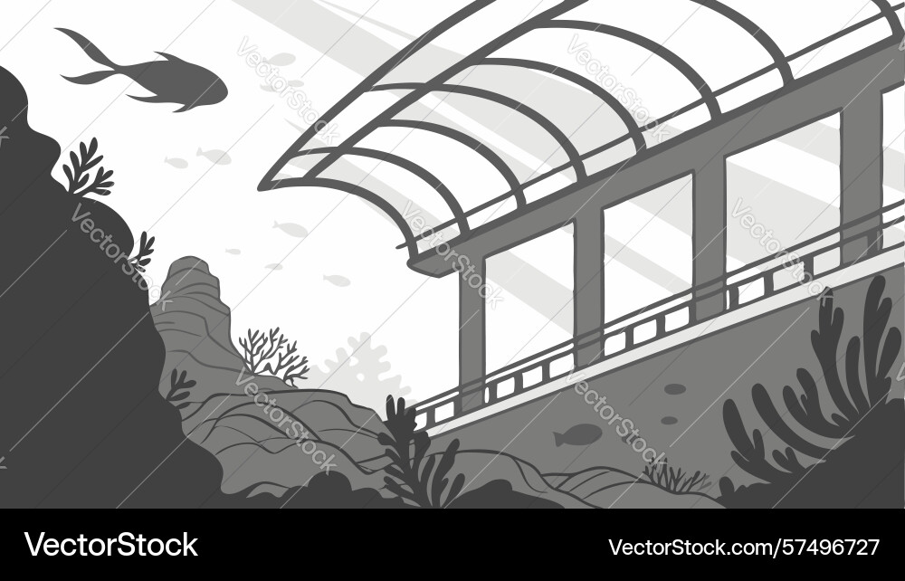 Modern architectural structure with ocean view vector image