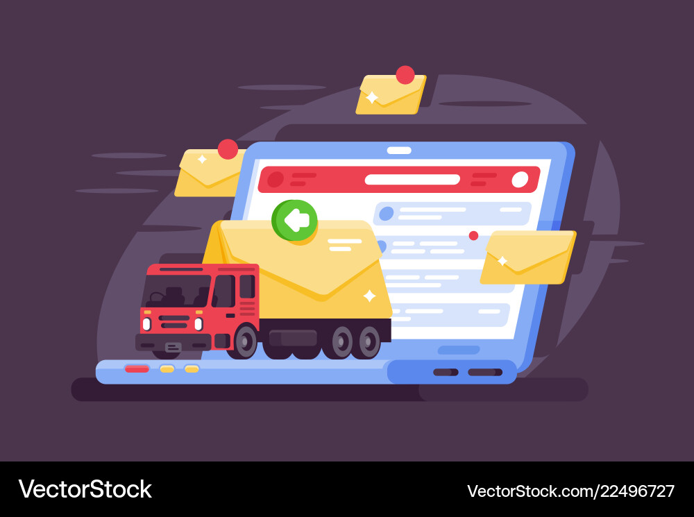 Modern high-speed mail delivery using vector image