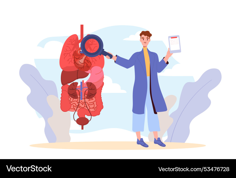 Doctor check heart man in medical gown Doctor check heart man in medical gown vector image