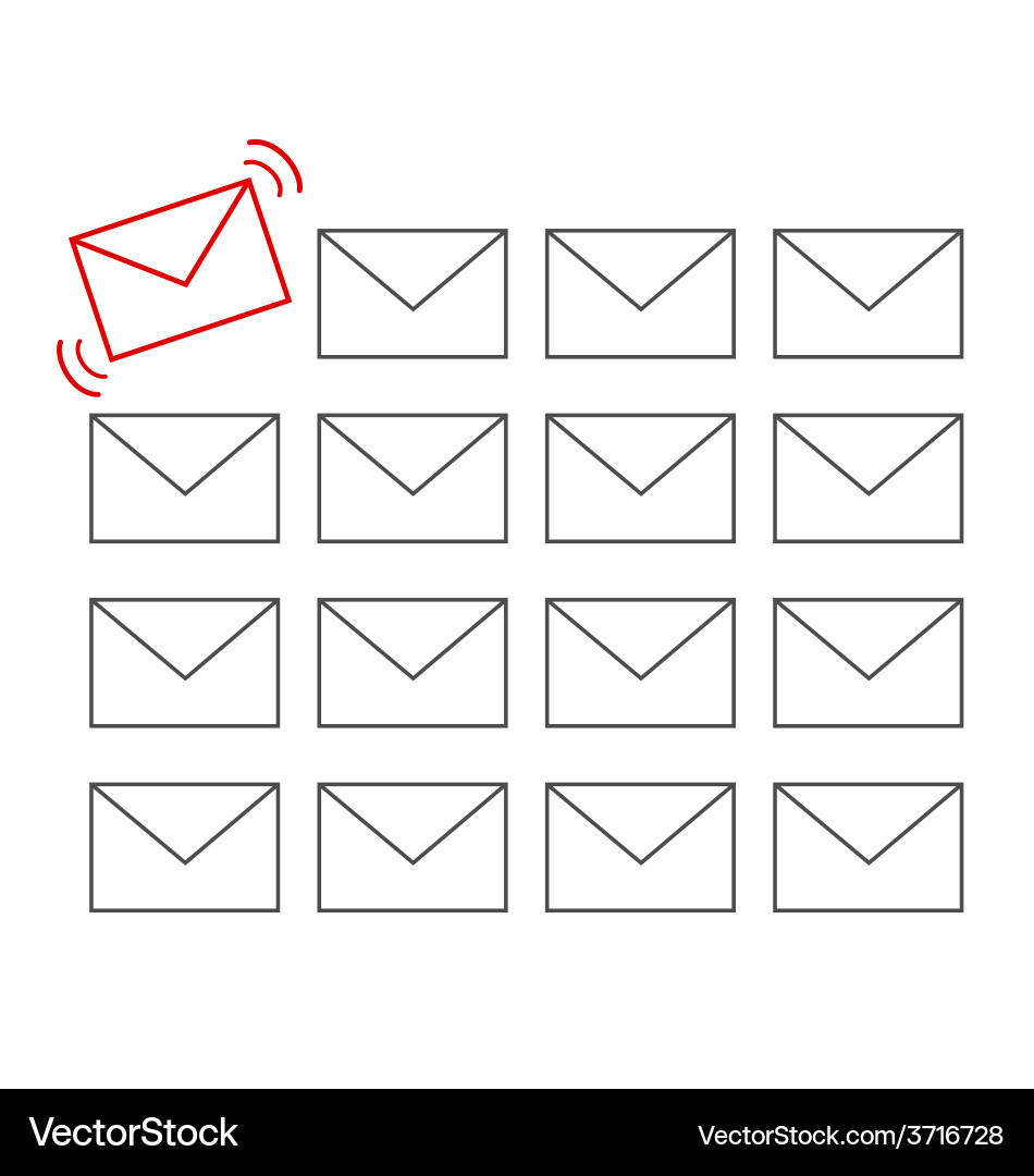 Flat icons of messages with one important message Vector Image