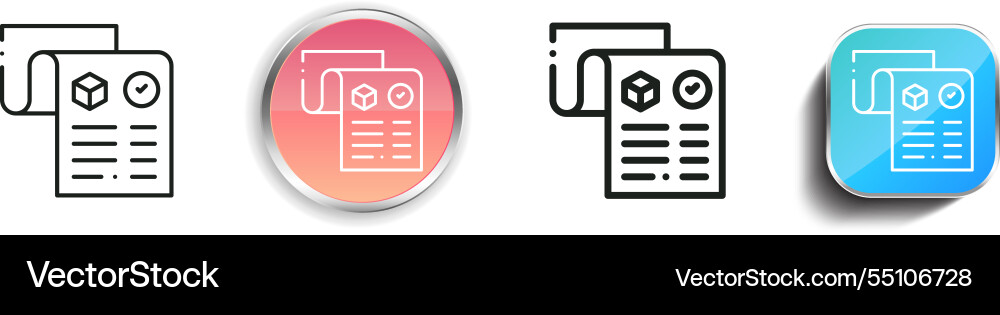 Invoice icon thin linear regular and button style vector image