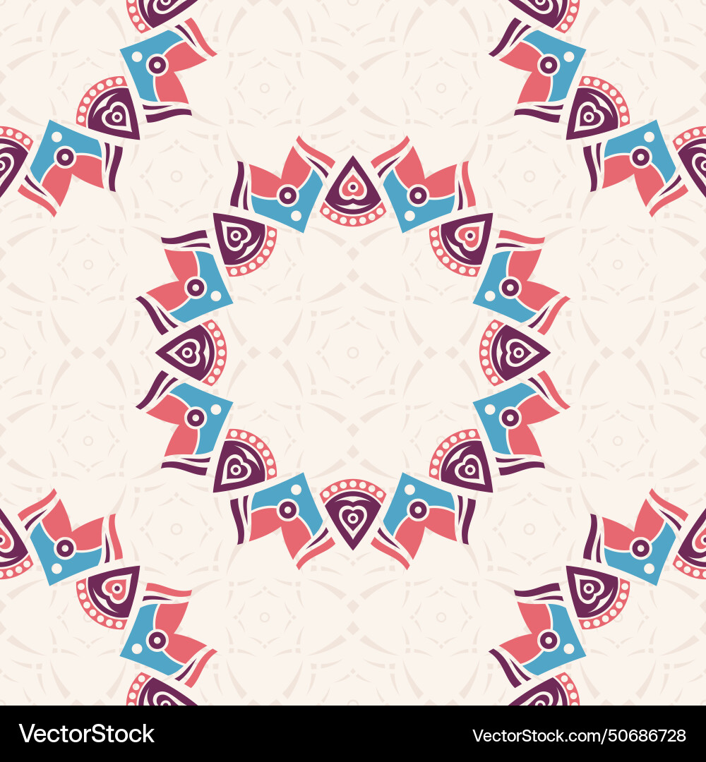 Seamless color pattern with mandala or symmetric Seamless color pattern with mandala or symmetric vector image
