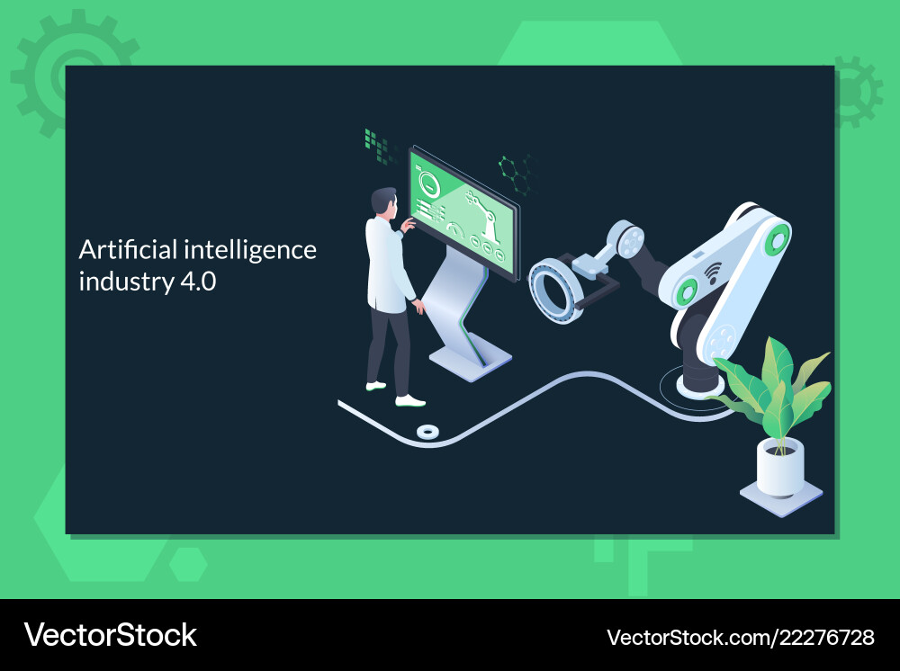 Smart Factory Automation with AI vector image