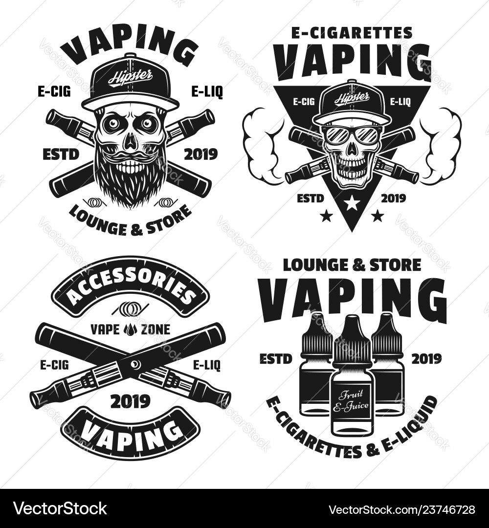 Vaping and electronic cigarettes emblems Vaping and electronic cigarettes emblems vector image