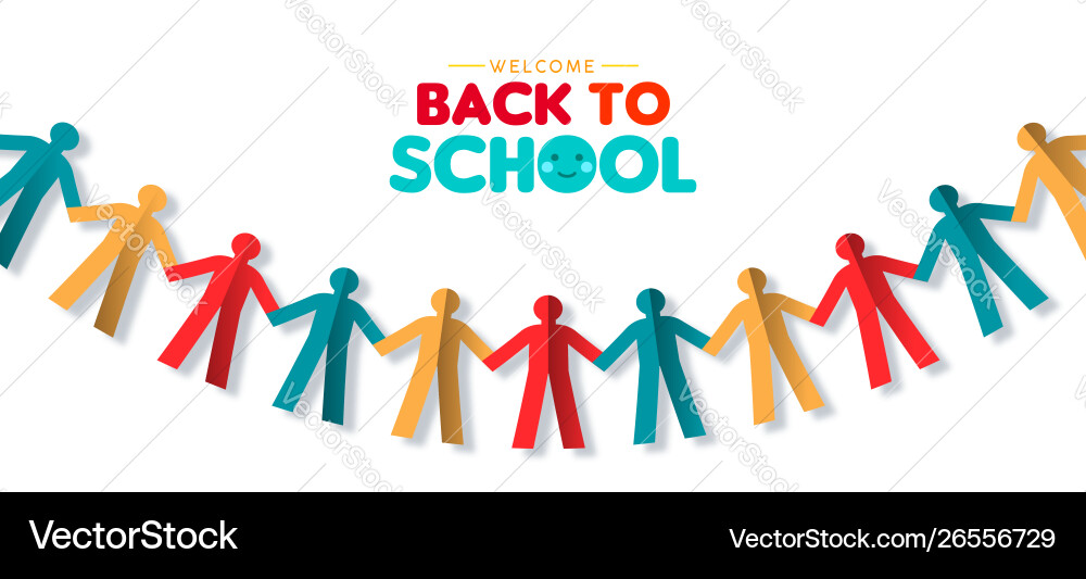 Back to school banner papercut children garland Back to school banner papercut children garland vector image