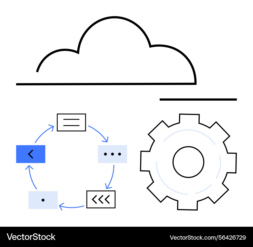Cloud computing with workflow visualization Cloud computing with workflow visualization vector image