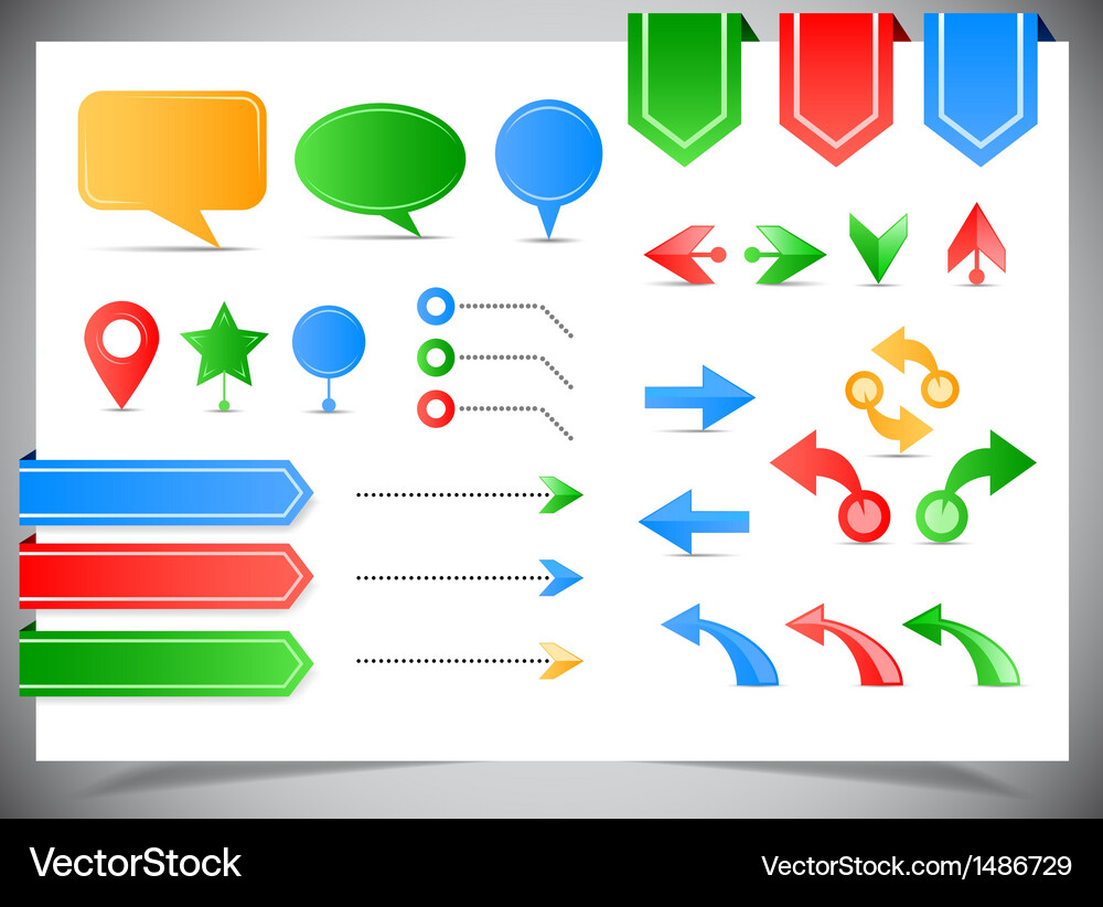 Collection of arrows markers and pointers Vector Image
