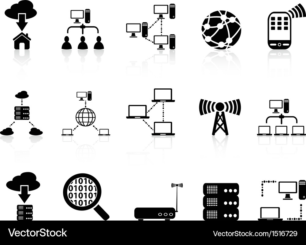 Computer Network Icons Set Vector Image