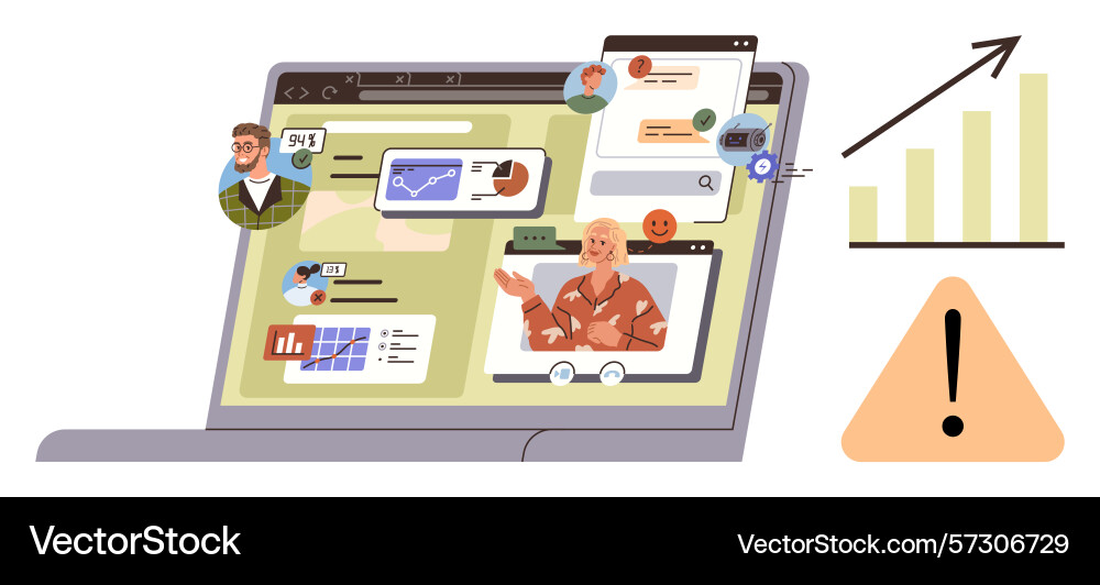 Digital collaboration via video calls analytics Digital collaboration via video calls analytics vector image