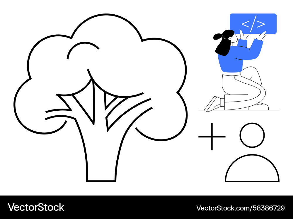 Eco-Tech Developer Coding Vector Image