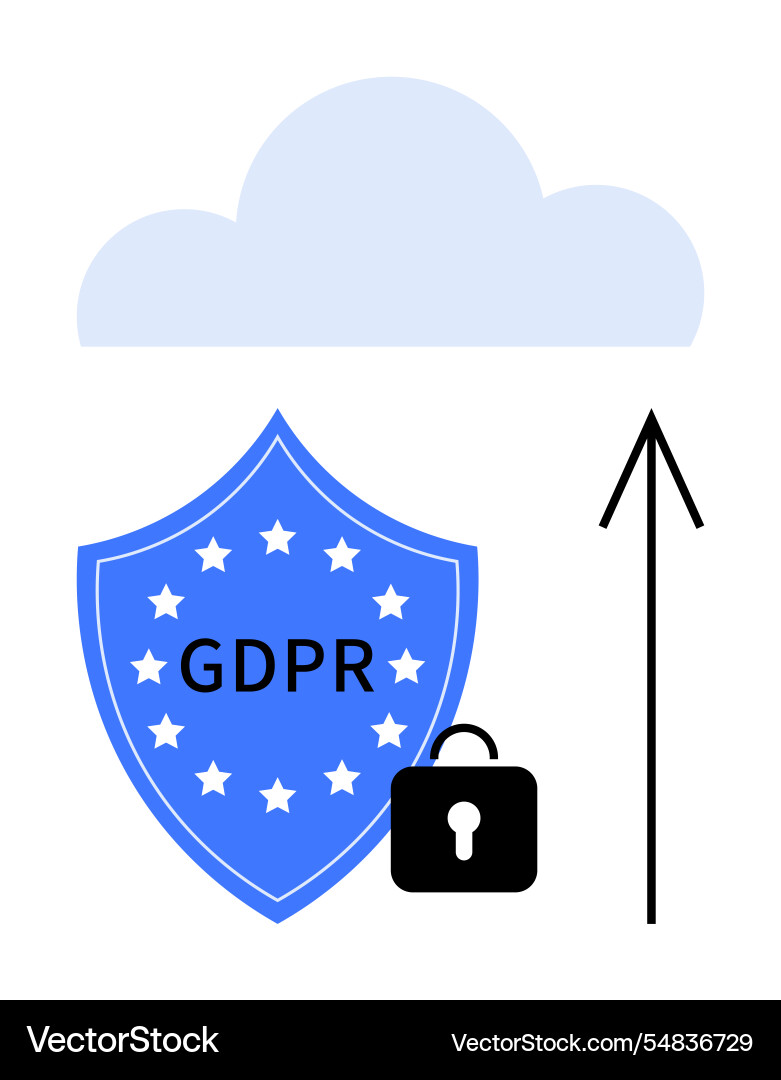 Gdpr data protection shield lock and ascending Gdpr data protection shield lock and ascending Vector Image