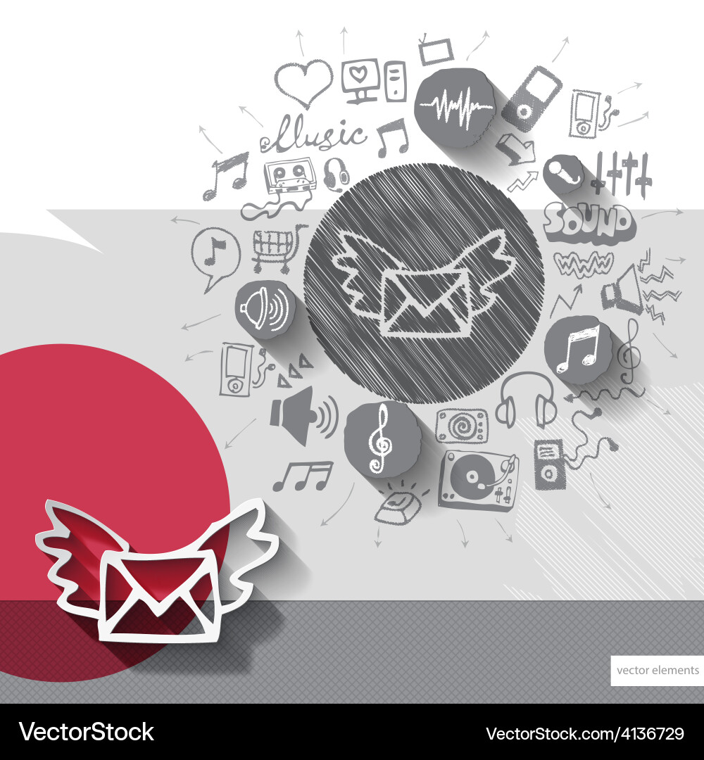 Hand drawn message icons with background Vector Image