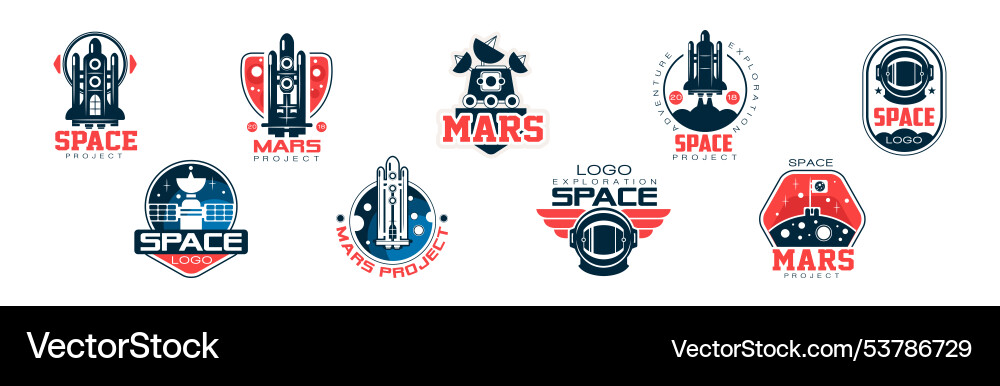 Mars and space project label badge design Mars and space project label badge design vector image