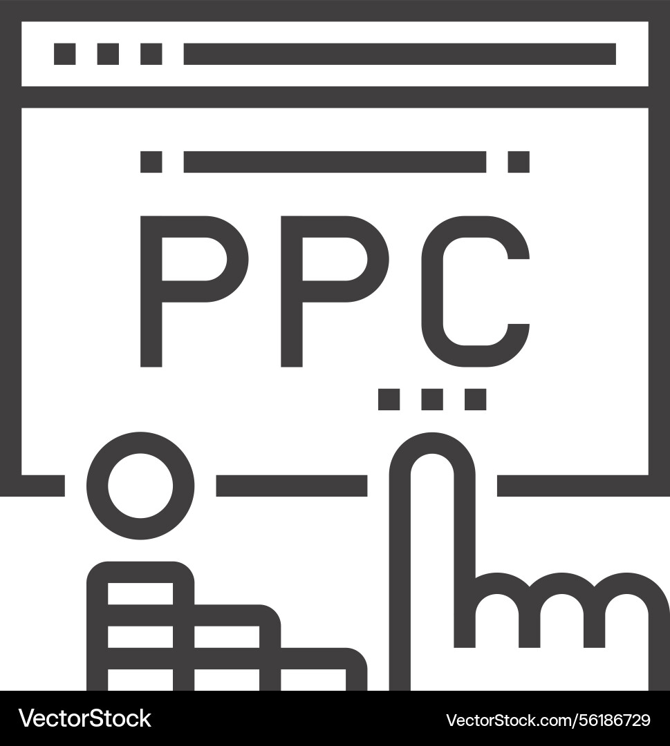 Pay per click flat line web icon Pay per click flat line web icon vector image