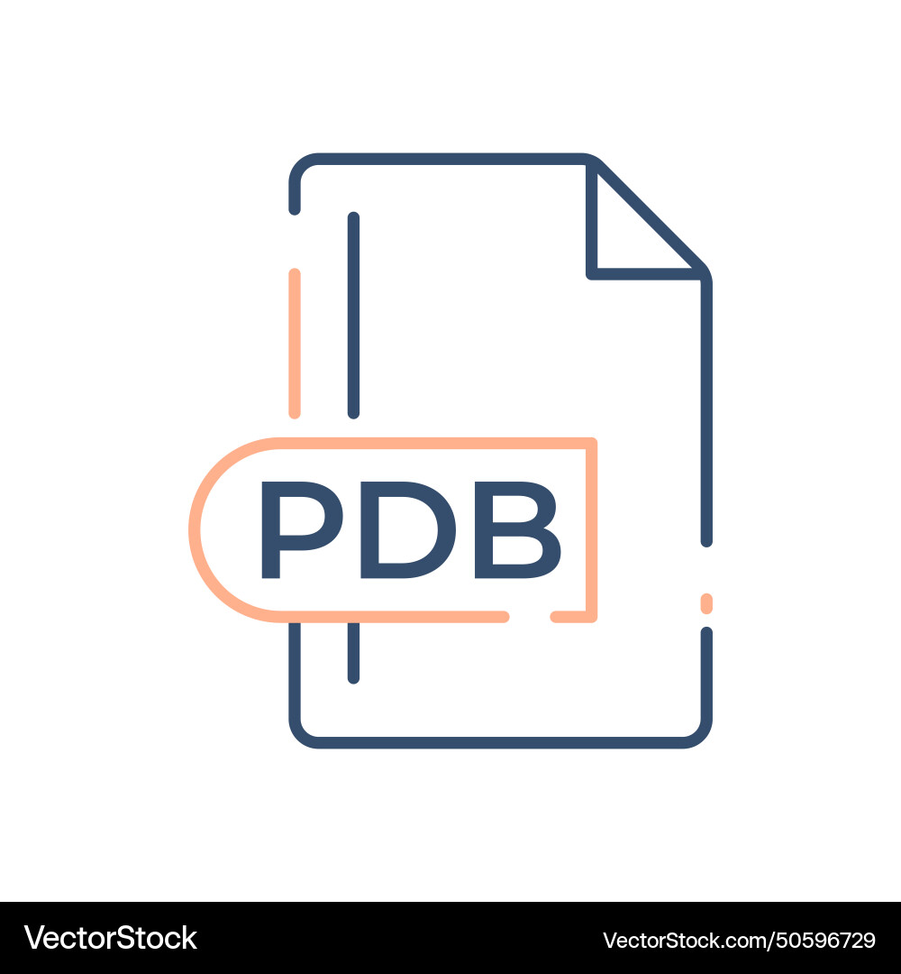 Pdb file format icon extension line vector image