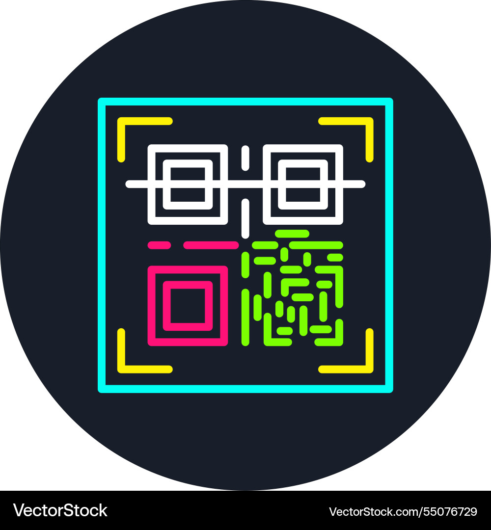 Qr code line multi color icon vector image