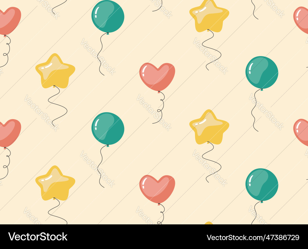 Seamless pattern with balloons of different shapes vector image