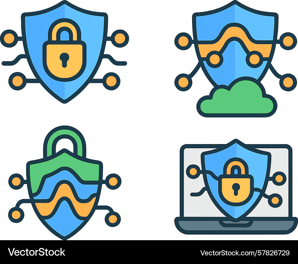 Security icons representing data protection vector image