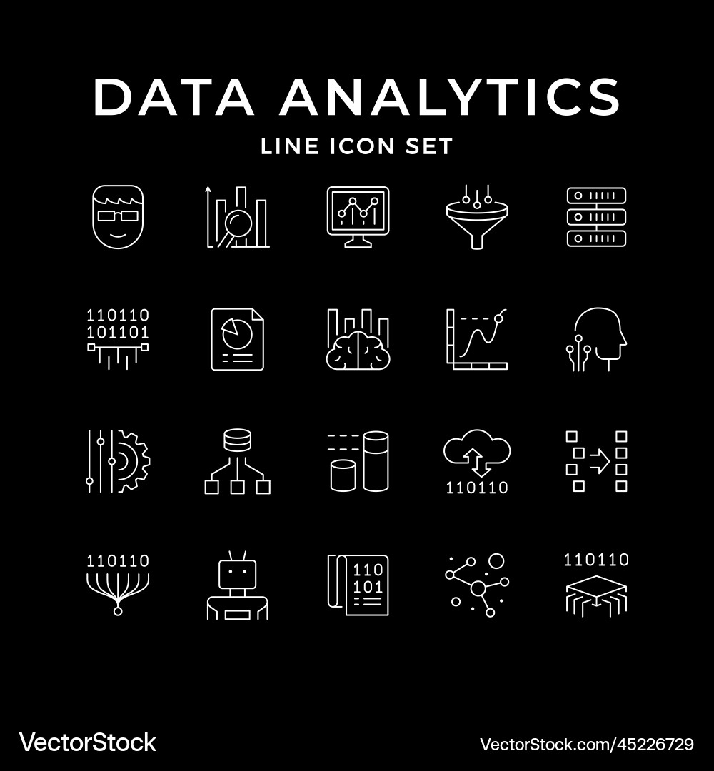 Set line icons of data analytics Set line icons of data analytics vector image