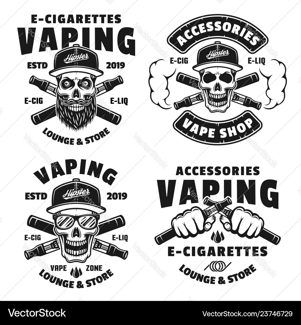 Vaping and electronic cigarettes emblems Vaping and electronic cigarettes emblems vector image