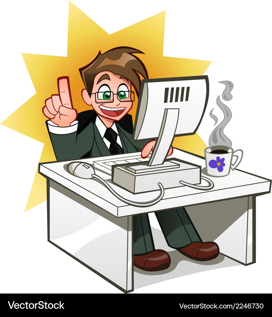 Businessman Analyzing Data on Computer vector image