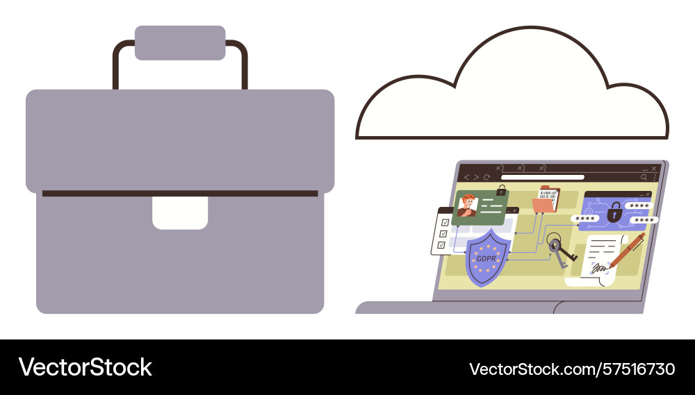 Cloud-based data security and business tools Cloud-based data security and business tools vector image