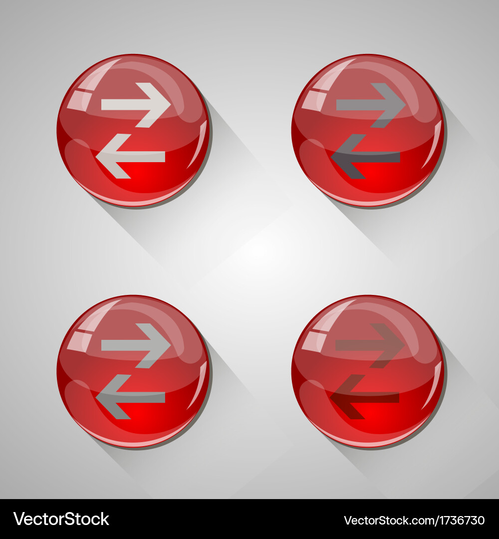Detailed glossy arrow buttons with long shadow vector image