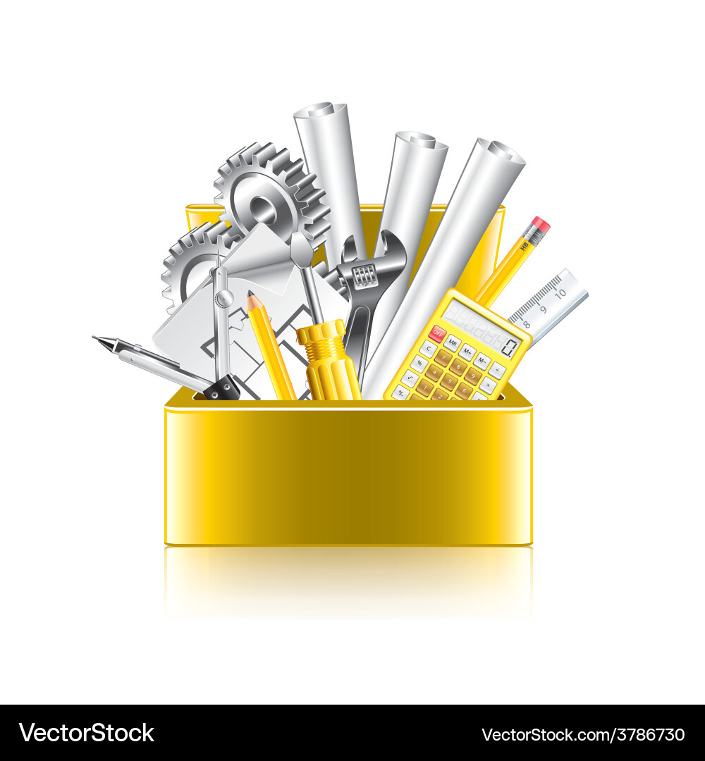 Engineer Tools Collection Isolated Vector Image