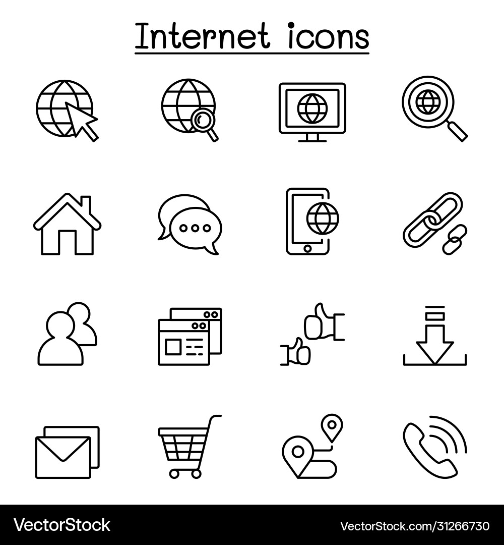 Internet browser icon set in thin line style Internet browser icon set in thin line style vector image