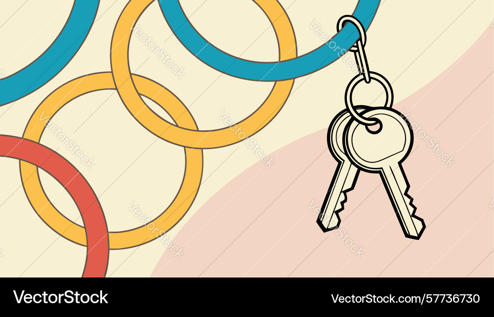 Keys on rings with abstract circular background vector image