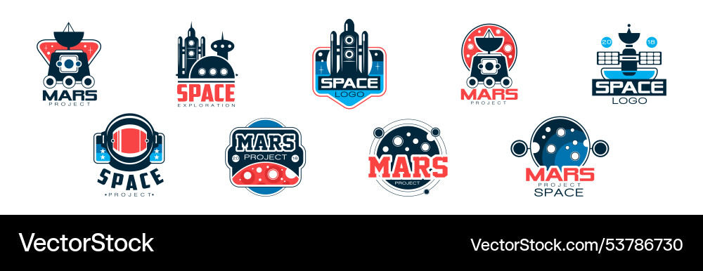 Mars and space project label badge design Mars and space project label badge design vector image