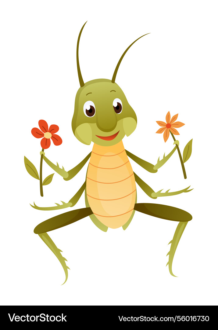 Playful cartoon grasshopper character in a dynamic Playful cartoon grasshopper character in a dynamic vector image
