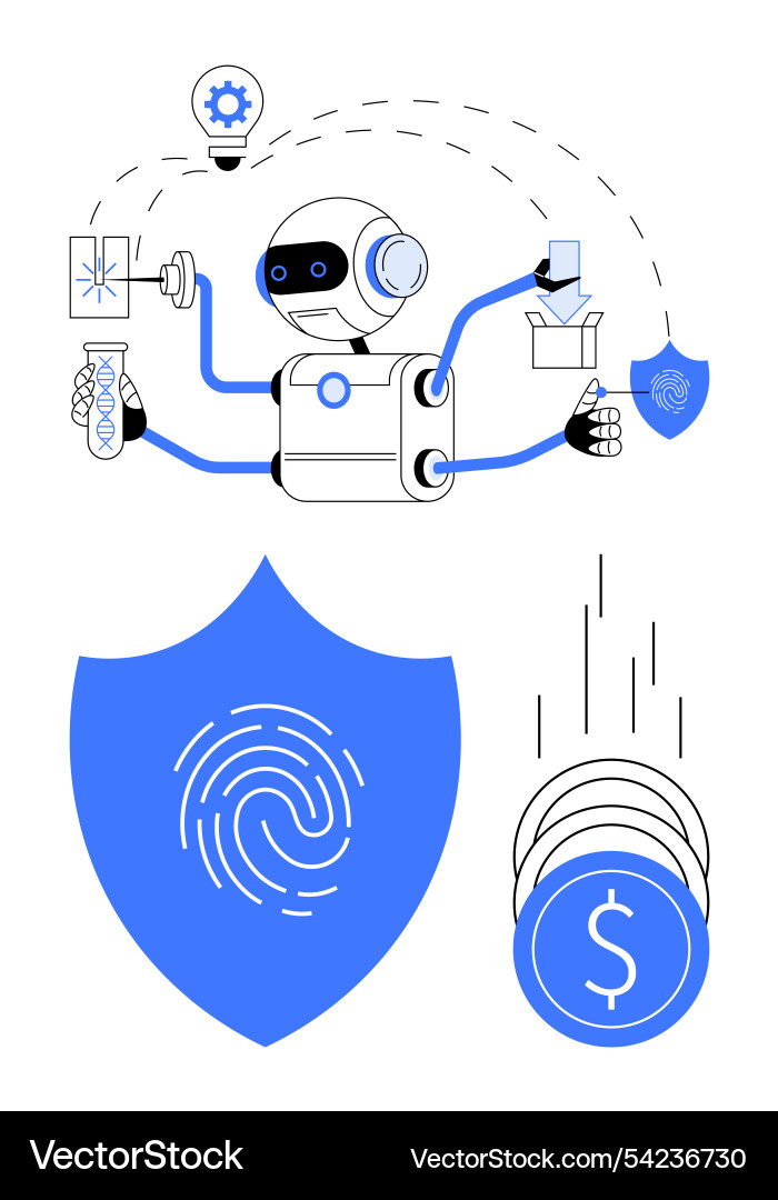 Robotic process automation enhancing cybersecurity Robotic process automation enhancing cybersecurity vector image