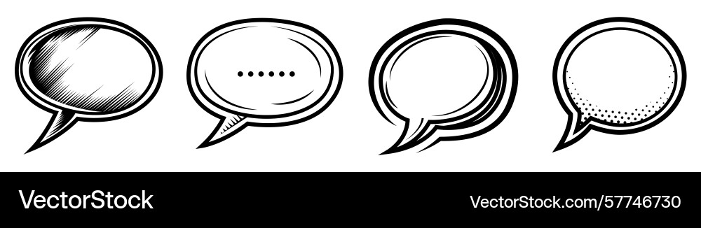Set of speech bubbles template flat and line Vector Image