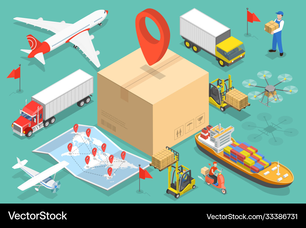 3d isometric flat conceptual Royalty Free Vector Image