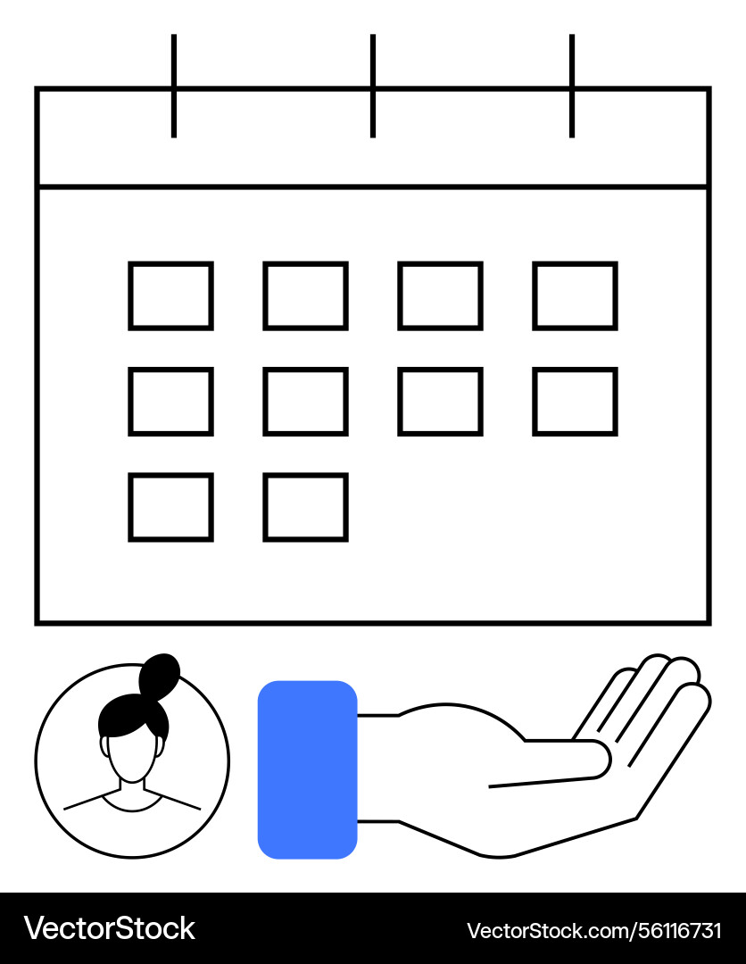 Calendar with user profile and open hand vector image